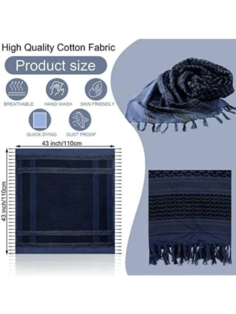 9 Pcs Tactical Shemagh Scarf Set for Men & Women - Cotton Neck Wrap with Tassels